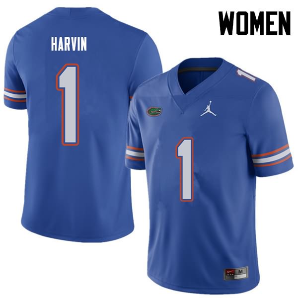 NCAA Florida Gators Percy Harvin Women's #1 Jordan Brand Royal Stitched Authentic College Football Jersey QOF8564ZX